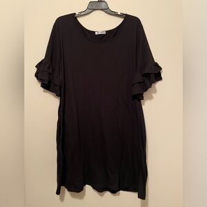 Black Ruffled Sleeve Dress